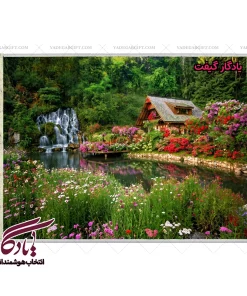 تابلو فرش ماشینی طرح منظره کلبه رویایی کد m16 - یادگار گیفت
