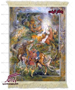 تابلو فرش ماشینی طرح منیاتور ضامن آهو کد mi81 - یادگار گیفت