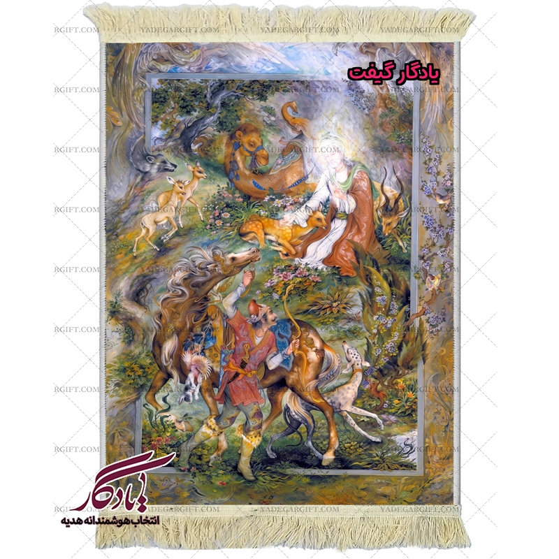 تابلو فرش ماشینی طرح منیاتور ضامن آهو کد mi81 - یادگار گیفت