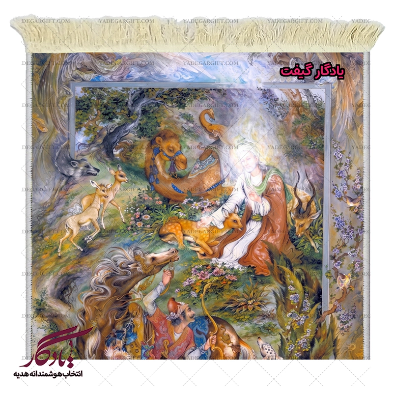 تابلو فرش ماشینی طرح منیاتور ضامن آهو کد mi81 - یادگار گیفت