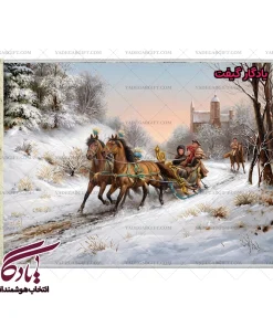 تابلو فرش منظره سورتمه کد m26 - یادگار گیفت