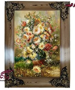 قاب چوبی تابلو فرش چهار گل کرم - یادگار گیفت