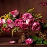 تابلو فرش گل و گلدان