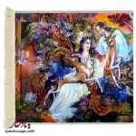 تابلوفرش مینیاتور طرح شیر و بانو کد mi09-1