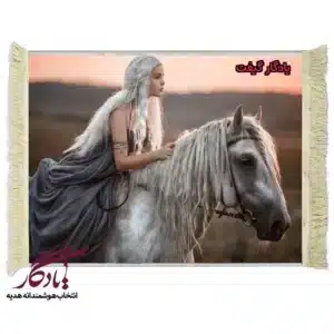 تابلو فرش شاهدخت سوار بر اسب سفید کد d1