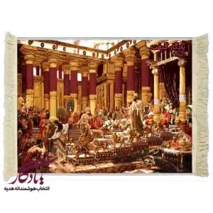 تابلو فرش ایرانی طرح سلیمان و ملکه سبا کد i41