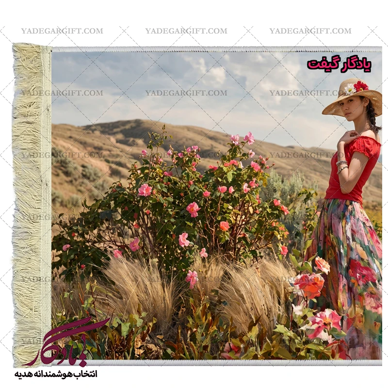تابلو فرش دوشیزه و گل ها کد d14 - یادگار گیفت