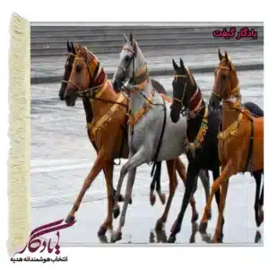 تابلوفرش ماشینی طرح حیوانات اسب های درشکه کد h19-1