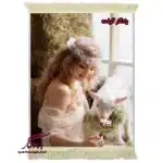 تابلو فرش ماشینی طرح دوشیزه و قندک کد d26