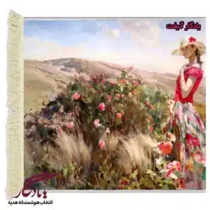 تابلوفرش ماشینی طرح دوشیزه و گل ها کد d14-1