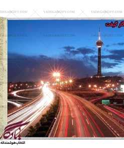تابلو فرش ماشینی طرح غروب برج میلاد تهران کد am07 - یادگار گیفت
