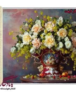 تابلو فرش ماشینی طرح گل رز انگلیسی کد g14 - یادگار گیفت