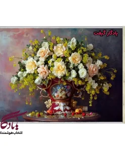 تابلو فرش ماشینی طرح گل رز و ماهور کد g22 - یادگار گیفت