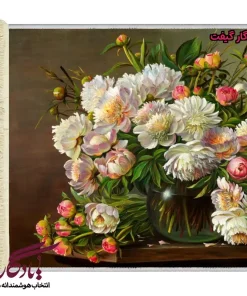 تابلو فرش ماشینی طرح گل مینا کد g18 - یادگار گیفت