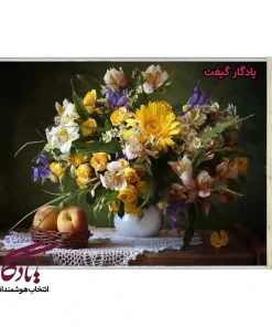 تابلو فرش ماشینی طرح گل و هلو کد g23 - یادگار گیفت