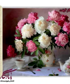 تابلو فرش ماشینی طرح گل و چای کد g28 - یادگار گیفت