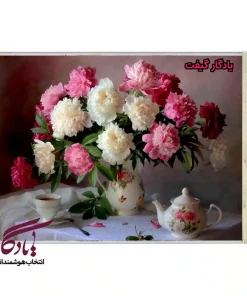 تابلو فرش ماشینی طرح گل و چای کد g28 - یادگار گیفت