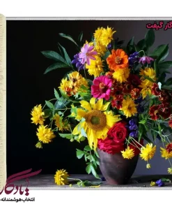 تابلو فرش ماشینی طرح گل و گلدان سفالین کد g25 - یادگار گیفت