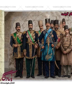 تابلو فرش ایرانی ناصرالدین شاه و درباریان کد i54 - یادگار گیفت