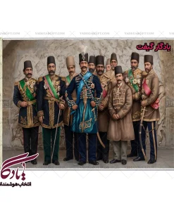 تابلو فرش ایرانی ناصرالدین شاه و درباریان کد i54 - یادگار گیفت