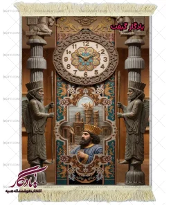 تابلو فرش طرح ایرانی ساعت سرباز هخامنشی کد i68 | یادگار گیفت