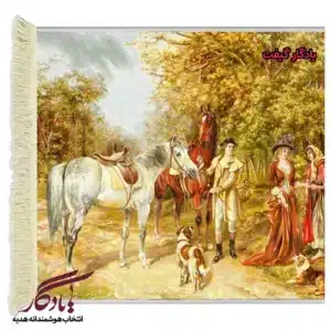 تابلو فرش طرح فرانسوی ملاقات کُنتس و زن جنگلی کد F28-1