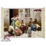 تابلو فرش طرح فرانسوی گلفروش و بانوان کد f30