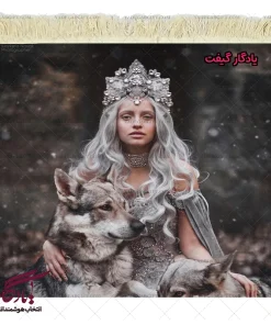 تابلو فرش ماشینی طرح دوشیزه روس و گرگ ها کد d35 | یادگار گیفت