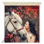 تابلو فرش ماشینی طرح دوشیزه و دست نوازش کد d62-1