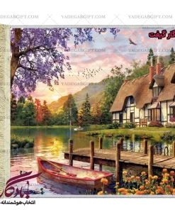 تابلو فرش ماشینی طرح منظره بلم و برکه 2 کد m55 - یادگار گیفت