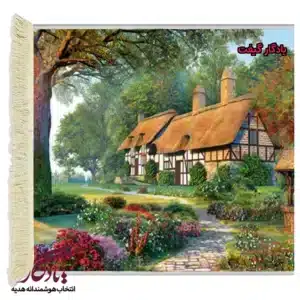 تابلو فرش ماشینی طرح منظره جنگل کومه کد m56-1