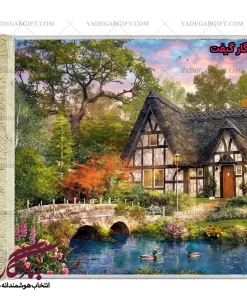 تابلو فرش ماشینی طرح منظره در کنار کلبه کد m58 - یادگار گیفت