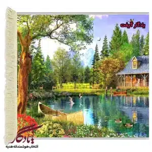 تابلو فرش ماشینی طرح منظره دریاچه سبز کد m33-1