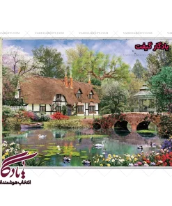 تابلو فرش ماشینی طرح منظره  رود و مرغابی ها کد m53 - یادگار گیفت