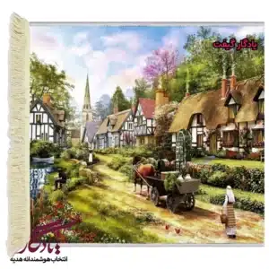 تابلو فرش ماشینی طرح منظره زندگی روستایی کد m59-1