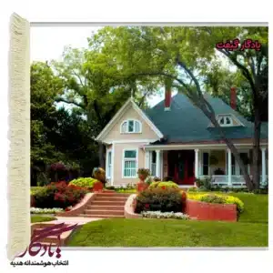 تابلو فرش ماشینی طرح منظره ویلا پارک کد m46-1