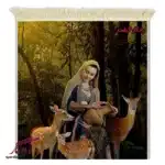 تابلو فرش ماشینی طرح ایرانی بانو و آهوان کد i94-1