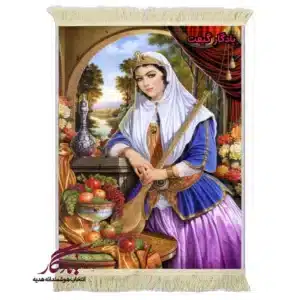 تابلو فرش ماشینی طرح ایرانی بانوی قاجاری کد i91