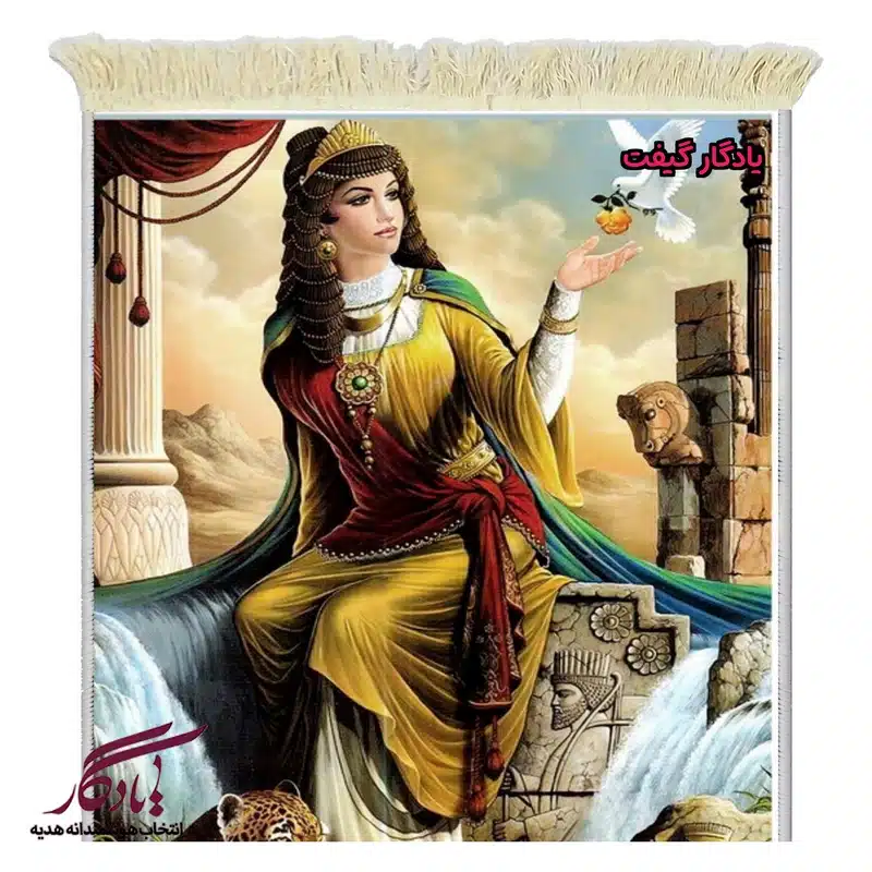 تابلو فرش ماشینی طرح ایرانی ملکه کاساندان کد i82-1