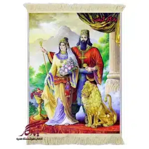 تابلو فرش ماشینی طرح ایرانی کوروش و مادرش ماندانا کد i85