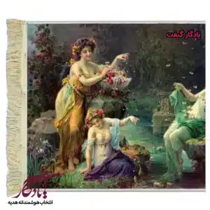 تابلو فرش ماشینی طرح فرانسوی کنار دریاچه کد f52-1