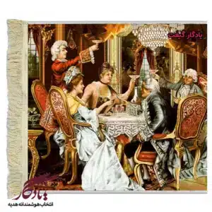 تابلو فرش ماشینی طرح فرانسوی بزم شراب کد f67-1