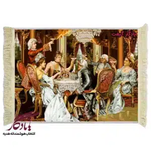 تابلو فرش ماشینی طرح فرانسوی بزم شراب کد f67