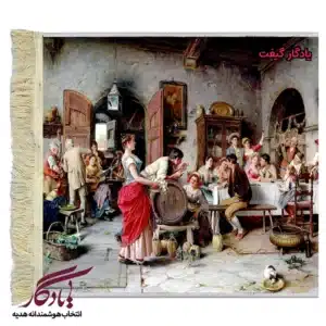 تابلو فرش ماشینی طرح فرانسوی جشن در کافه کد f85-1