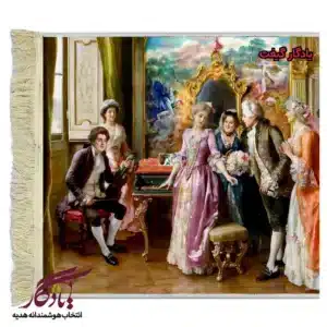 تابلو فرش ماشینی طرح فرانسوی خواستگاری دختر پیانیست کد f76-1