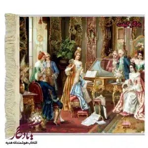 تابلو فرش ماشینی طرح فرانسوی دختر پیانیست کد f65-1