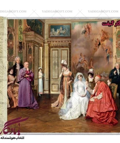 تابلو فرش ماشینی طرح فرانسوی عروس و پاپ کد f94 - یادگار گیفت