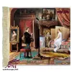 تابلو فرش ماشینی طرح فرانسوی مدل و نقاش کد f83-1