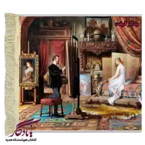 تابلو فرش ماشینی طرح فرانسوی مدل و نقاش کد f83-1