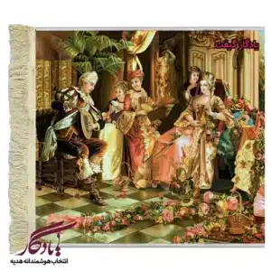 تابلو فرش ماشینی طرح فرانسوی نوازنده و بانوان کد f95-1